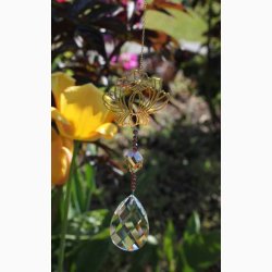 Lotus krystal streng &amp; regnbuedrbe hvid L: 30 cm