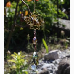 Lotus krystal streng &amp; regnbuedrbe hvid L: 30 cm