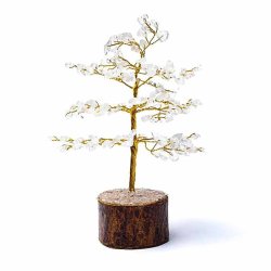 Krystal tr med Bjergkrystal blade H: ca.18 cm