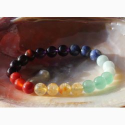 Armbnd med 7 chakra kugle 8 mm - Krystal armbnd