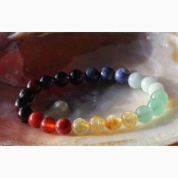 Armbnd med 7 chakra kugle 8 mm - Krystal armbnd