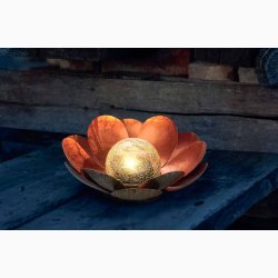 Solcelle Lotus Blomst i metal - Dekorativ Belysning med Glas og LED belysning