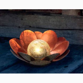 Solcelle Lotus Blomst i metal - Dekorativ Belysning med Glas og LED belysning