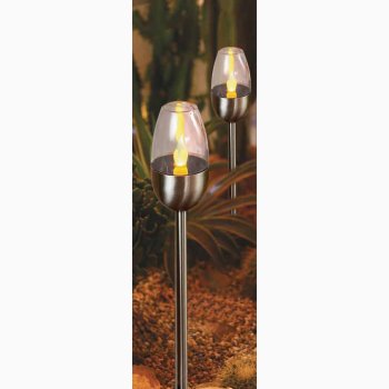 Solcelle bedlamper i stl (2 stk. i pk) H:38 cm med pulserende lys