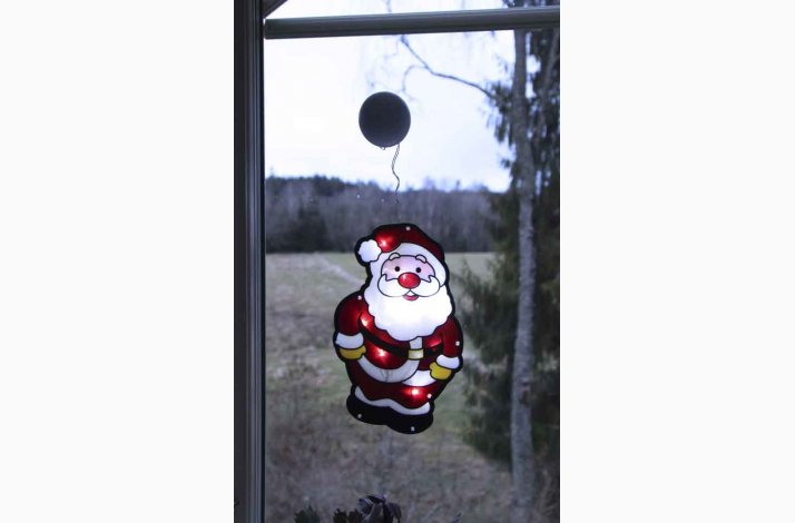 Julemand til vindue med 8 LED, H: 26,5 cm